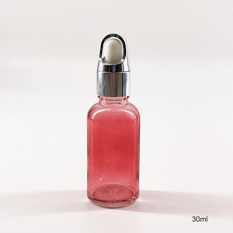 30ml Frosted Pink Cosmetic Dropper Glass Bottle for Essential Oil Packing