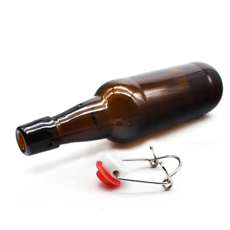 16 Oz Amber Beer Beverage Glass Bottle for Home Brewing with Swing Cap