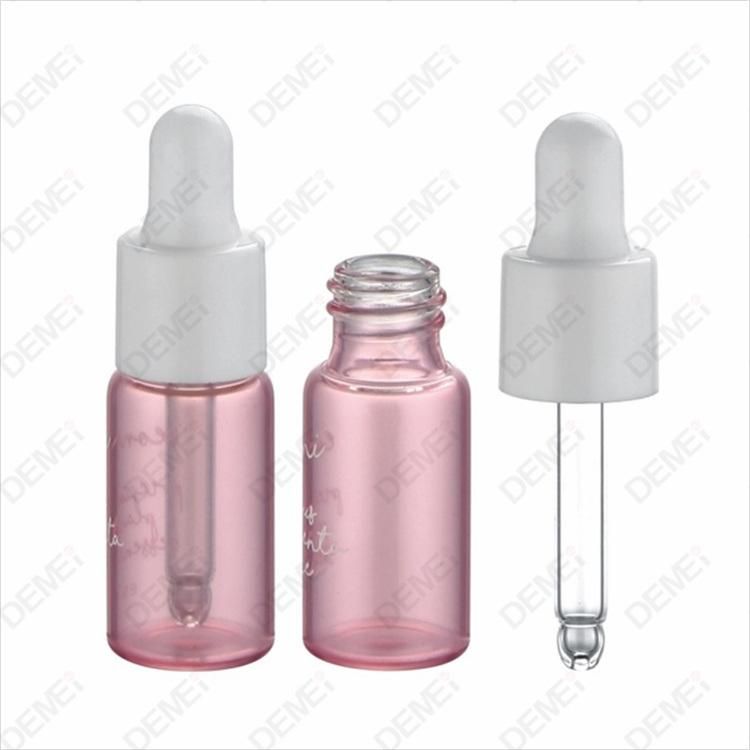 1.5ml-10ml Wholesale Cosmetic Packaging D16mm Mini Sample Straight Round Clear Serum Essential Oil Tube Glass Bottle with 13mm Silver Dropper Cap