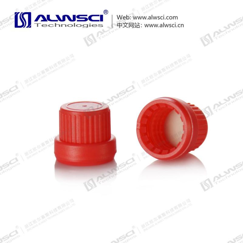 Alwsci 18mm Red PP Tamper-Evident Cap with PE Septa for 5ml /10ml Storage Bottle