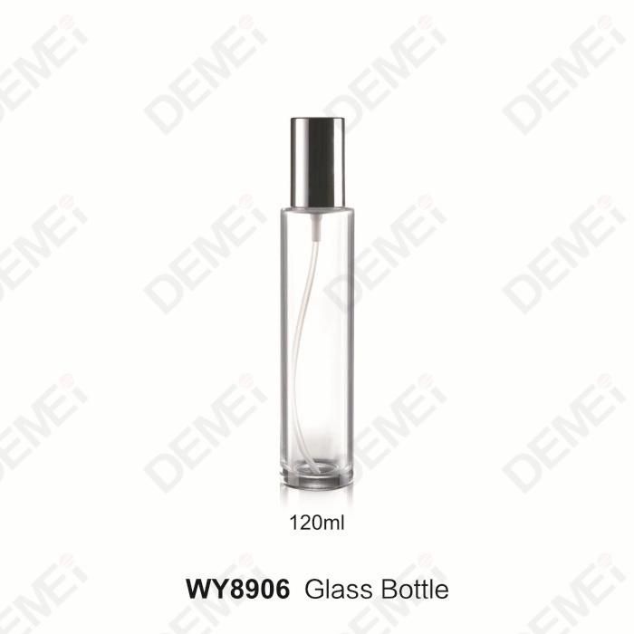 40/100/120ml 50g Cosmetic Skin Care Packaging Clear Slim Straight Round Toner Lotion Glass Bottle and Cream Jar with Silver Cap