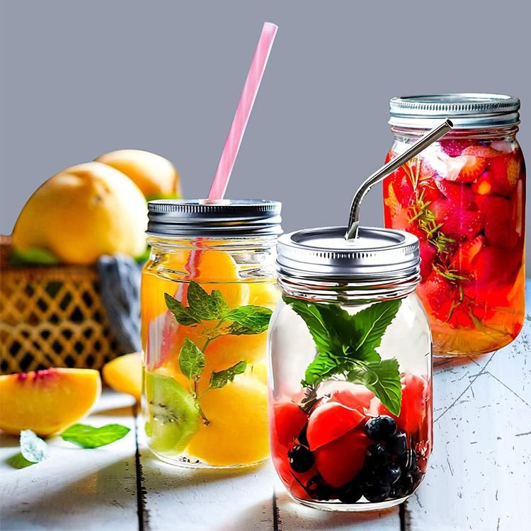 Empty Wide Mouth Food Storage Canning Glass Mason Jars with Metal Lid