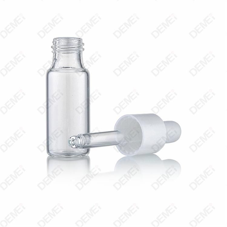 3ml-15ml Wholesale Cosmetic Packaging D18mm D22mm Straight Round Clear and Amber Serum Essential Oil Tube Glass Bottle with 13mm Silver Dropper Cap