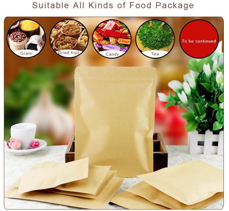 Three Side Sealing Aluminum Foil Laminated Brown Kraft Paper Bag