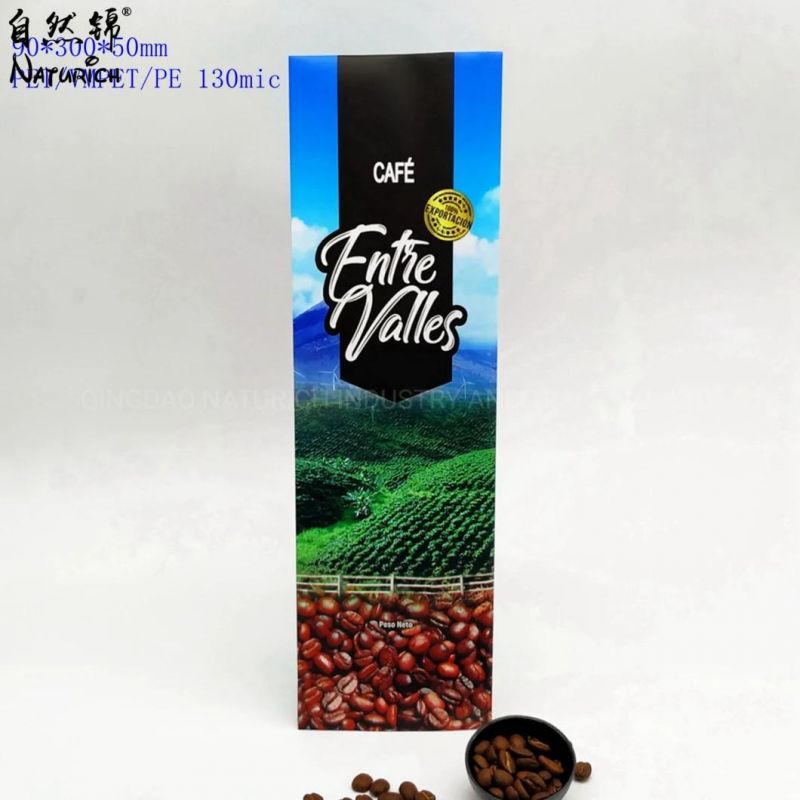 250g Coffee Flat Bottom Coffee Bag with Valve and Zipper