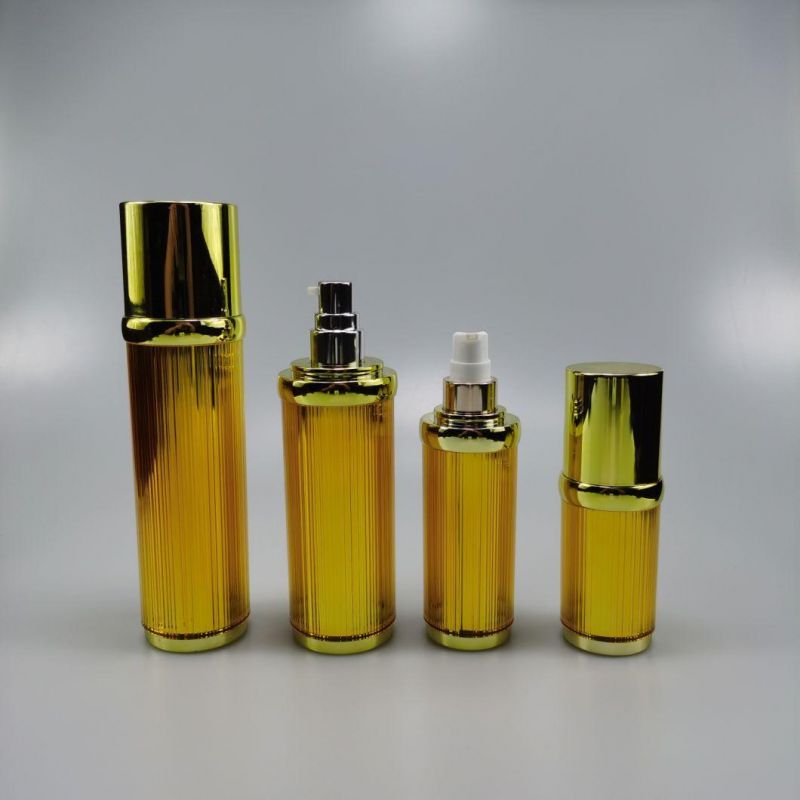 30ml 50ml 100ml 120ml Round Gold Acrylic Airless Emulsion Bottle Vacuum Foundation Bottle Essence Bottle for Cream Serum