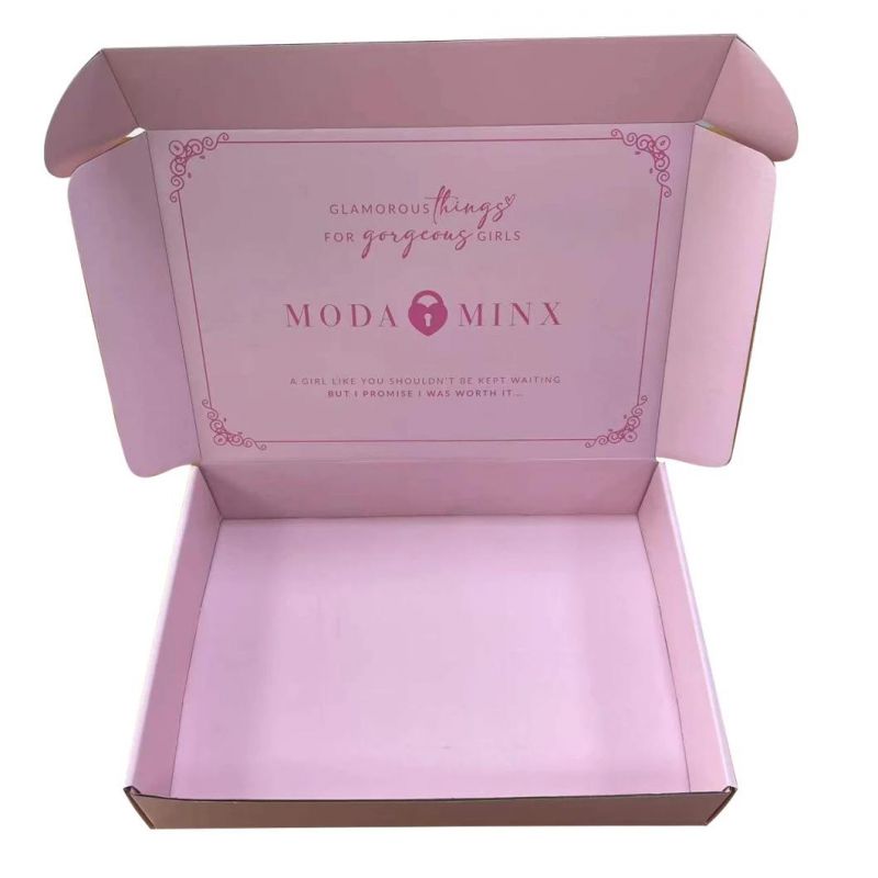 Luxury Flat Pack Folding Cardboard Paper Pink Box Hot Stamping Foldable Package Cardbaord Foldable Gift Corrugated Paper Box