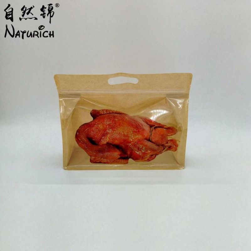 Custom Standing Roast Chicken Bag with Clear Front and Handle