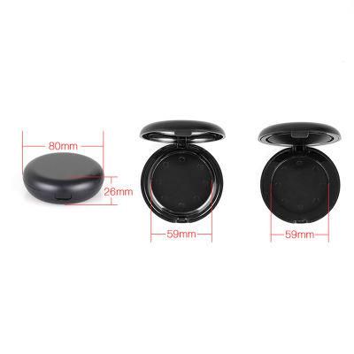 59mm Pan Elegant Black Matt Compact Powder Case with a Mirror Face Powder Packaging Black Makeup Compact Case with Double Pan