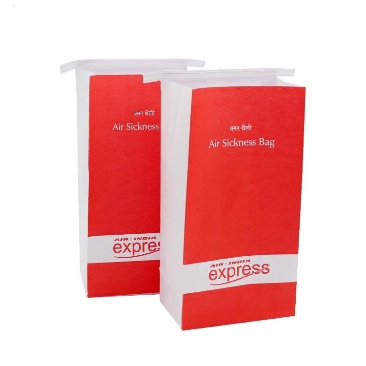 Custom Logo Printing White Disposable Vomit Airsickness Paper Bags