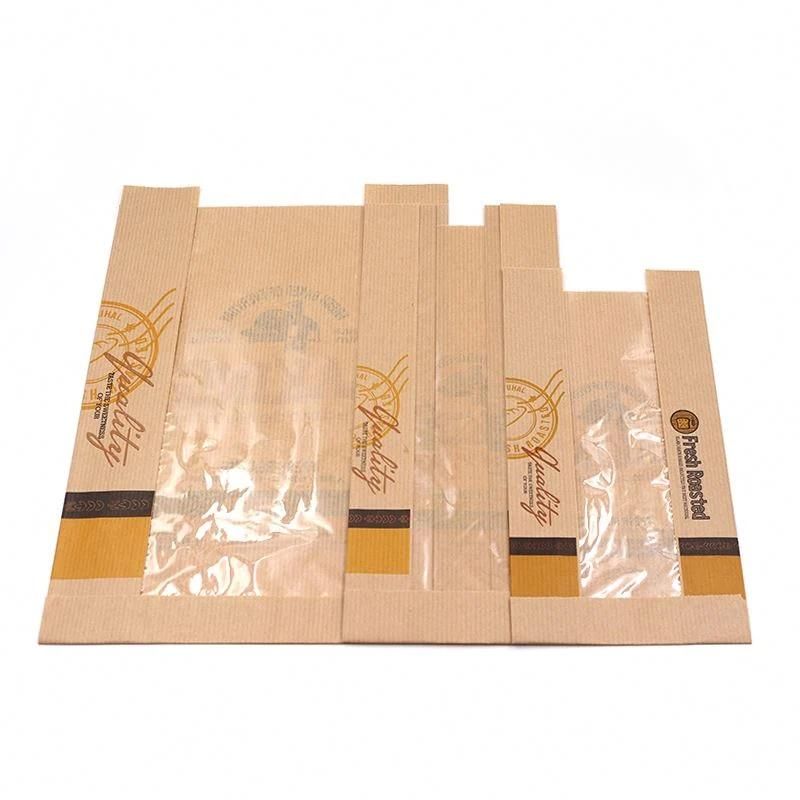 Toast Paper Bag Sandwich Bakery Bread Kraft Paper Bag with Window Ban Air Hole Baguette Bags