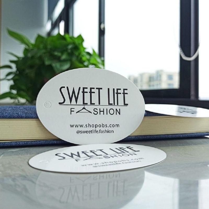 Printed Logo Custom White Paper Hang Tag Printing with Barcode