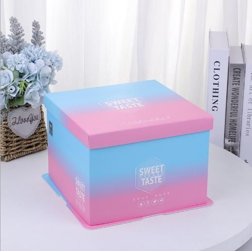 Wholesale 4 "6" 8 "10" 12 "Birthday Party Wedding Cupcake Box Western Pastry Baking Box Color Paper Window Cake Shaped Packaging Box