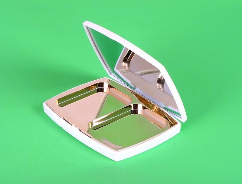 Popular Square Shape 2 Hole Plastic Empty Compact Eyebrow Care Compact Packaging with Mirror