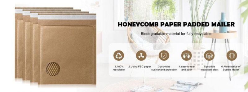 Corrugated Padded Envelopes with Patents 100% Recycled Biodegradable White Kraft Paper Mailers Compostable Self Seal Bags