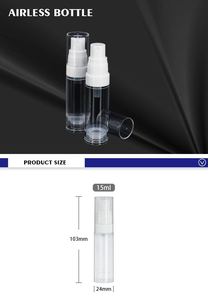 15ml Empty Airless Mist Bottle Clear Spray Plastic Packaging Bottles
