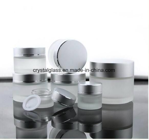 5g 10g Clear or Frosted Small Glass Face Eye Cream Cosmetic Jars with Various Color Lids