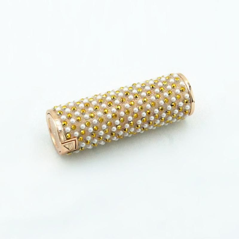 in Stock Ready to Ship Round Luxury Gold with Pearl Empty Plastic Lipstick Tube Makeup Packing Lipstick Tube