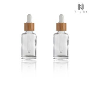 50ml Glass Essential Oil Bottle with Bamboo Dropper Serum Liquid Bottle for Skin Care Products