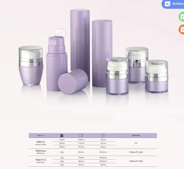 150ml 200ml 250ml Snap on White Big Size Cosmetic Cream PP Plastic Airless Pump Bottle for Packaging