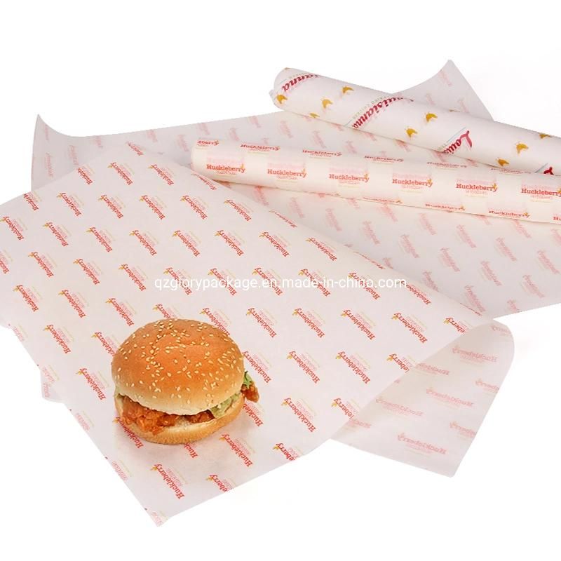 Wholesale Custom Food Grade Greaseproof Wax PE Coated Sandwich Burger Bread Packaging Wrapping Paper with Logo Print