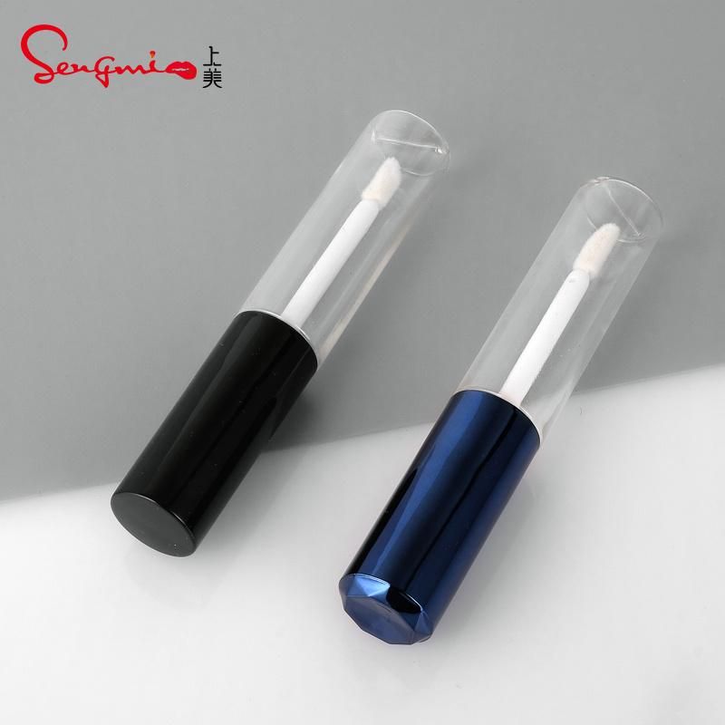 Best Seller 8ml 10ml Fashion Black Wand Blue Clear Lip Gloss Tube Lip Gloss Packaging Custom Black Lid Clear Lip Gloss Tube with Black Top