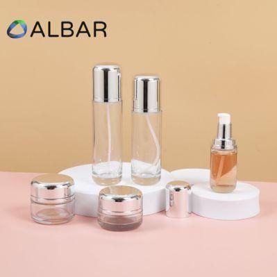 Transparent Silver Circle Eye Face Body Cream Glass Jars with Screw Cap with Lids