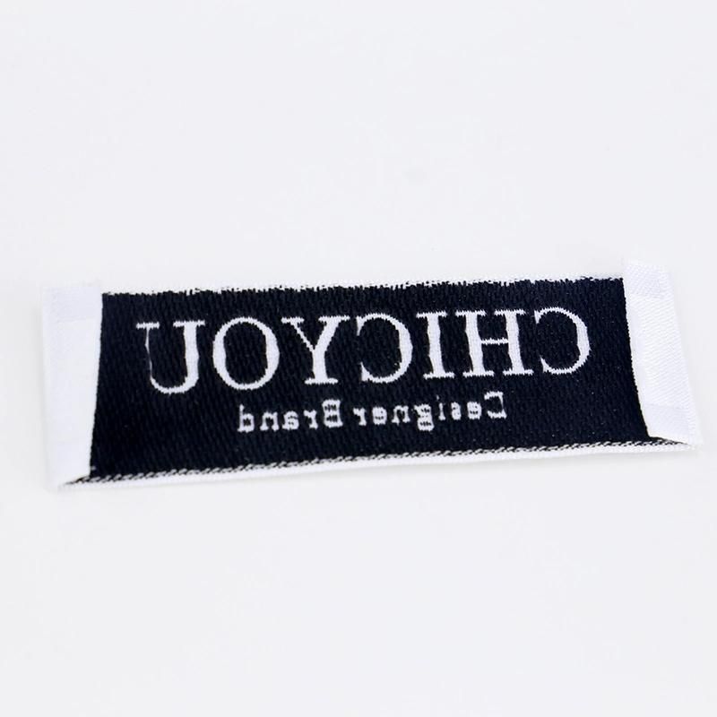 Polyester Yard Black Logo White Color Custom Shirt Woven Label