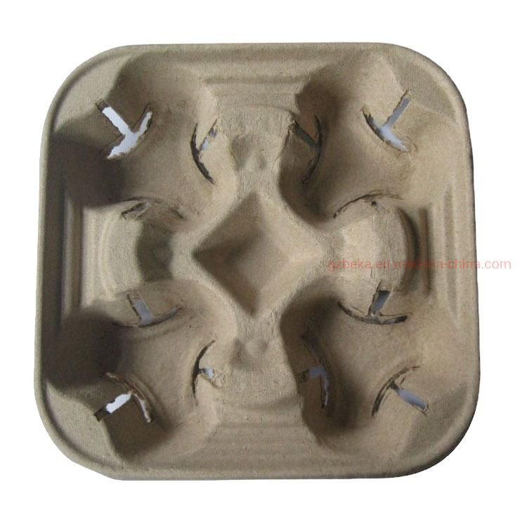 4 Cups Coffee Carrier Pulp Moulded Tray Biodegradable Take Away Cup Holder