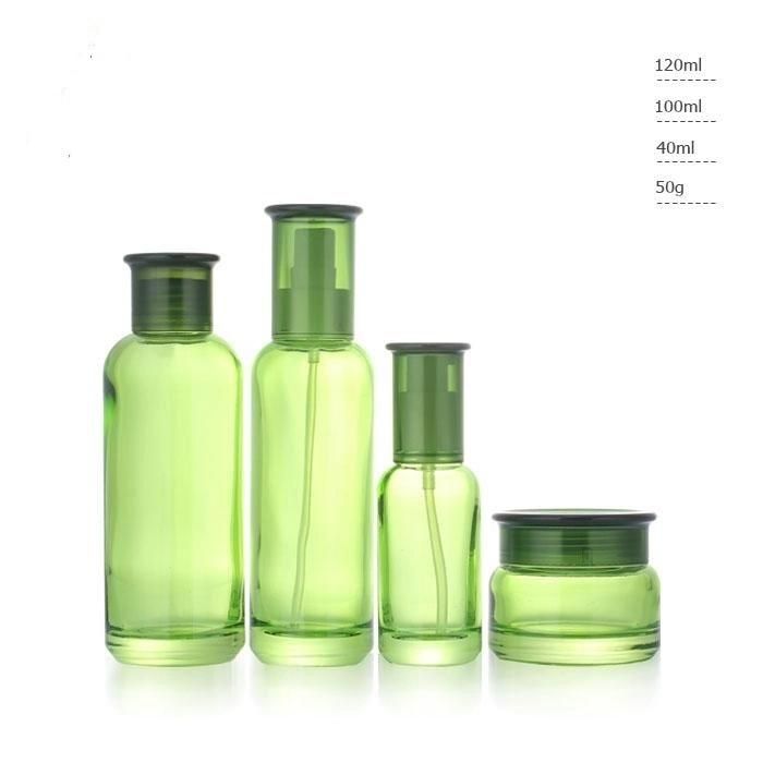 Ll12 Hot Sales Frosted Cosmetic Lotion Glass Bottle Set with Black Plastic Lid Have Stock