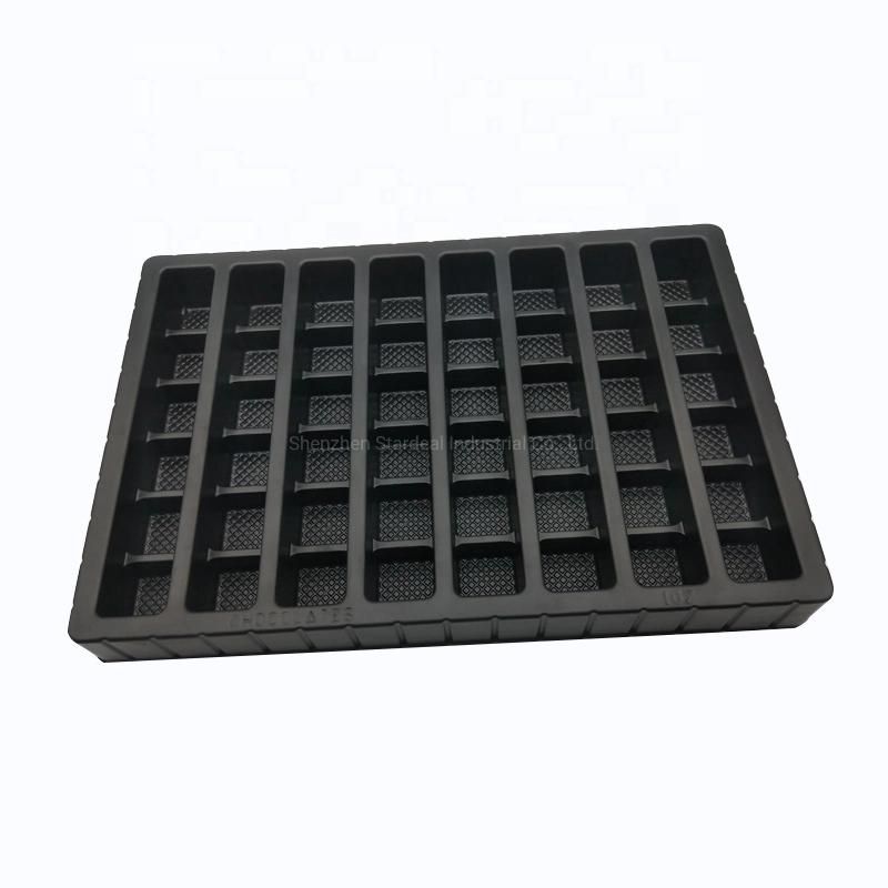 Food Grade Disposable Candy Chocolate Black Plastic PS Food Tray