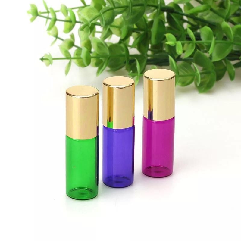 New Arrival 5ml Colorful Glass Roll on Bottle Empty Essential Oils Bottle Travel Perfume Glass Vials