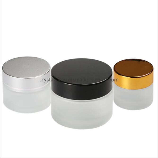 1oz 30ml Frosted Glass Cosmetic Cream Jar with Golden Lid