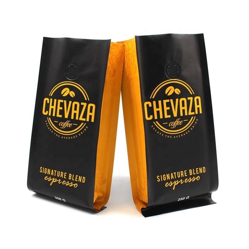 Custom Printing Stand up Aluminum Foil Coffee Bag with Valve Food Packing Aluminum Foil Organ Bag