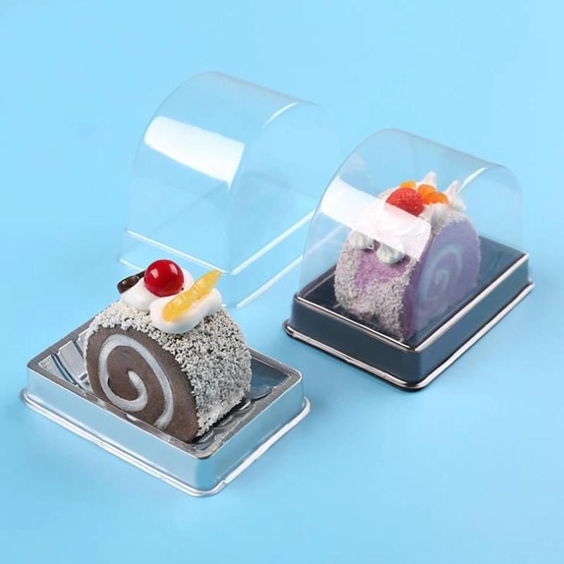 Custom Made Disposable Clear Plastic Swiss Roll Cake Box