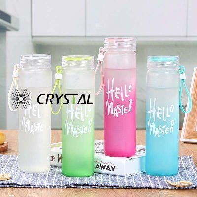 Frosted Round Glass Water Bottle for Water &Fruit Drinking