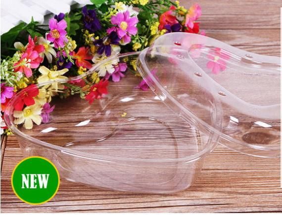 clear PET disposable heart clamshell plastic fresh fruit container