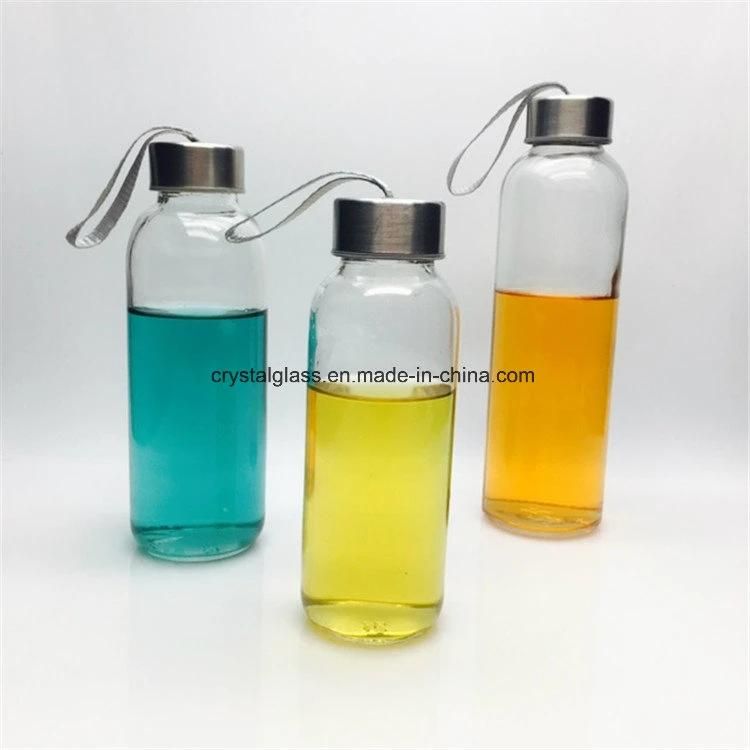 Customize Mineral Water Glass Bottle with Bamboo / Metal Closure 750ml