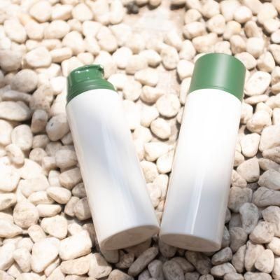 150ml Plastic White Airless Bottle with Green Lid Snap Type