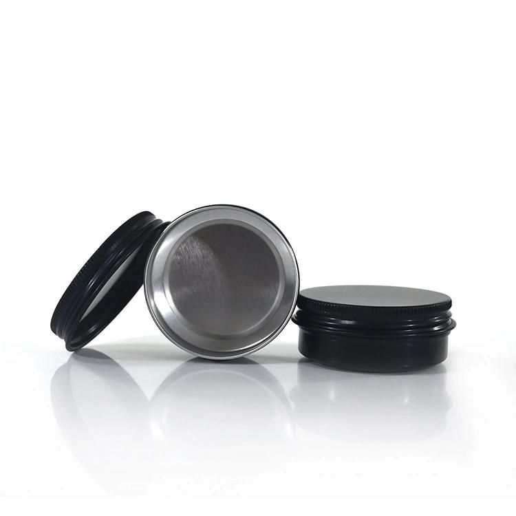 30g Empty Aluminium Cosmetic Pot Jar Tin Container Black Painted Sample Lined EPE Insert