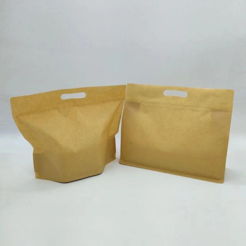 Wholesale Quad Seal Kraft Paper Roast Chicken Bag with Zipper