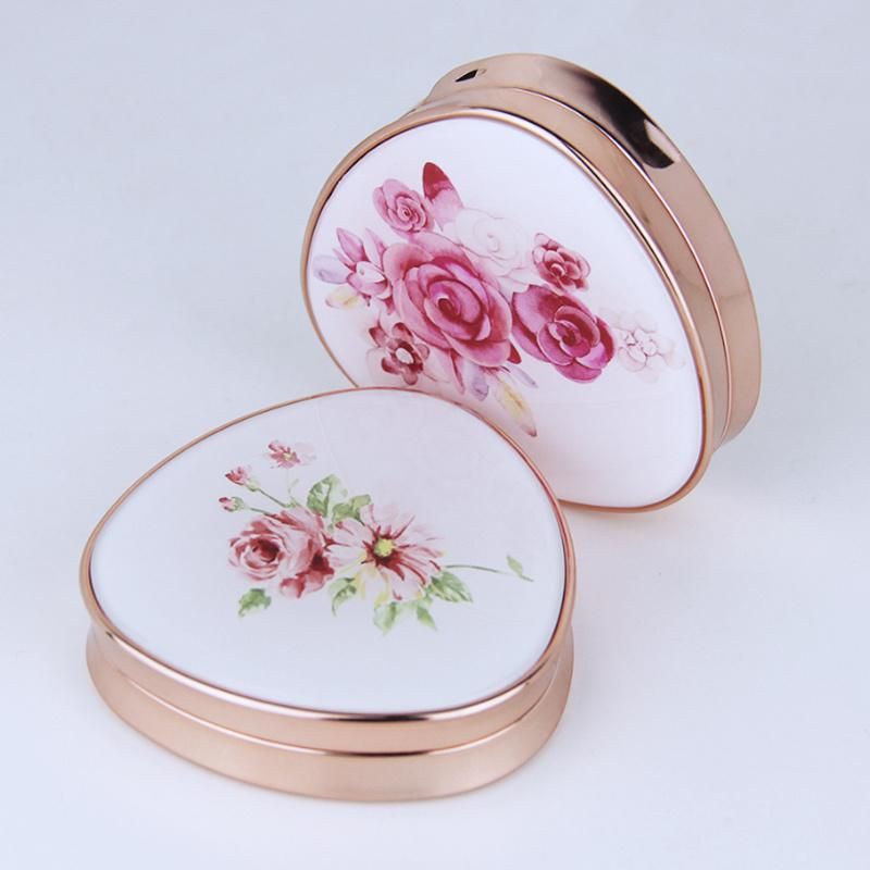 Fashion New Design Empty Compact Powder Case Plastic Container Puff with Mirror for Cosmetic Packaging