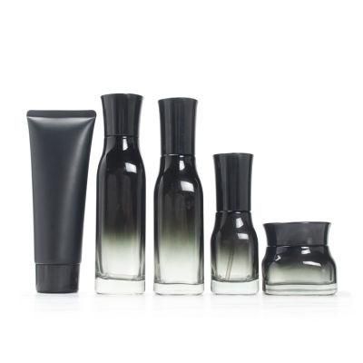 Luxury Black Glass Cosmetic Cream Jar Pump Lotion Bottle Mist Spray Bottle