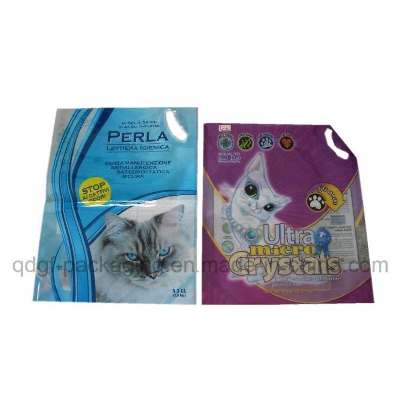 Plastic Pet Food Bag for Packing Cat Litter with Bottom Gusset