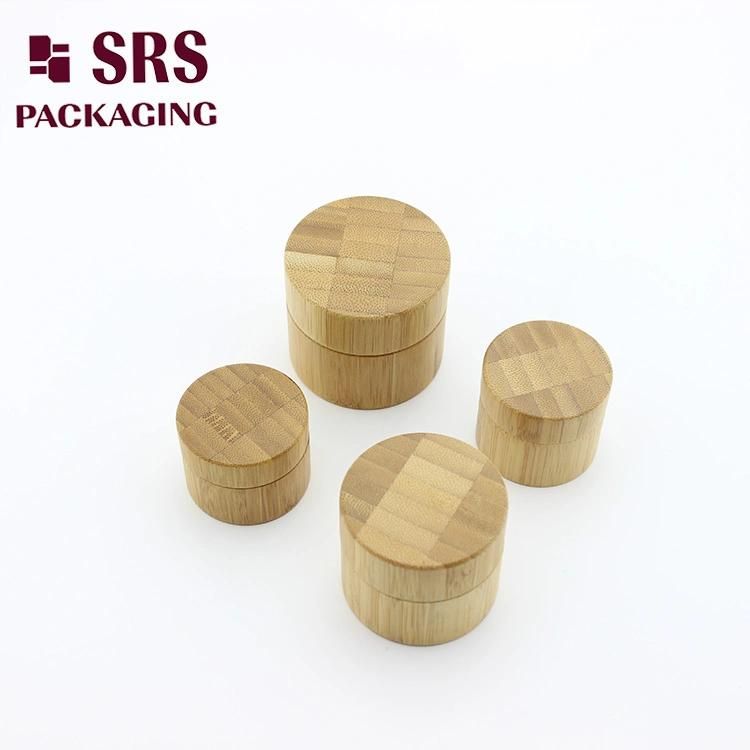 SRS Packaging Eco Friendly Natural Material Bamboo Wooden Cap Plastic Inner Jar Double Wall Container Cosmetic Packaging 15g 30g 50g Cream Skin Care Jars