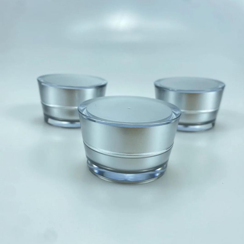 Empty Round High Quality Gold Acrylic Jar 5ml 10 Ml 15ml 30grams 30 Ml 50ml Silver Cosmetic Container Pot