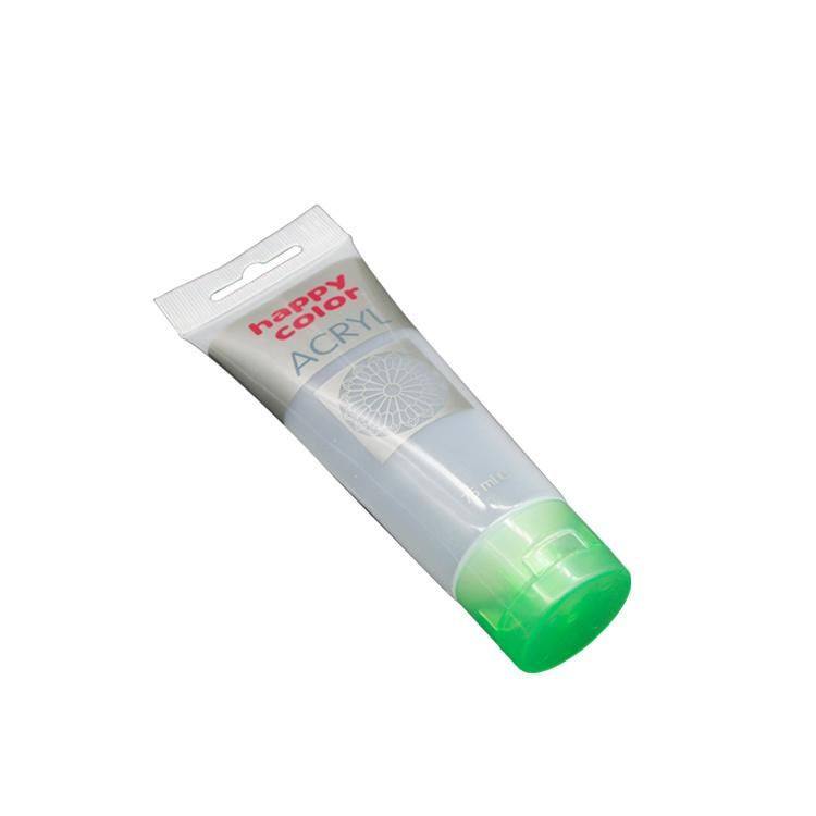 Hot Selling 75ml PE Transparent Tube and Translucent Green Flip Acrylic Paint Tube