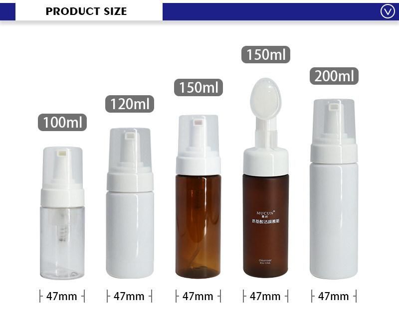 Empty Pet 50 Ml 60 Ml 70ml 90ml 100ml White Travel Size Foam Pump Bottle