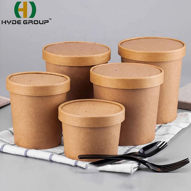 Wholesale Eco-Friendly Customized Disposable Kraft 16 Oz Hot Soup Cup