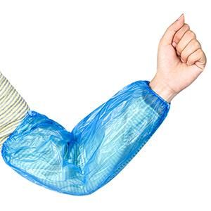 Clear & Blue Disposable PE Sleeve Cover, Food Processing Arm Sleeves